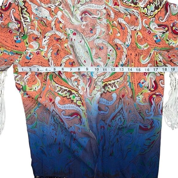 🌸 Gimmicks by BKE Printed Flyaway Cardigan Kimono M - Picture 6 of 8